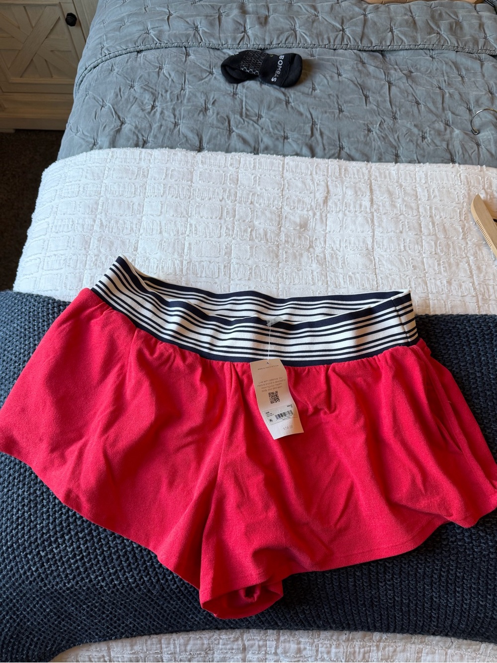 ALTAR’D STATE (AS.REVIVAL)  RED + NAVY Athletic Shorts with Striped Waistband